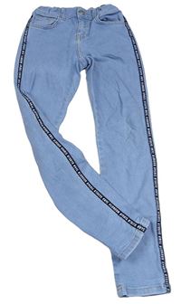 Světlemodré skinny rifle s černým pruhem C&A