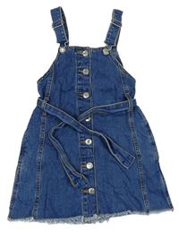 Modré rifľové na traké prepínaci šaty s opaskom Denim Co.
