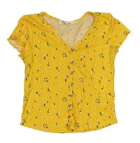 Žlté crop kvetované tričko H&M
