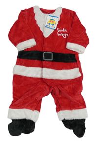 Nové - Červeno-bílý sametový overal - Santa