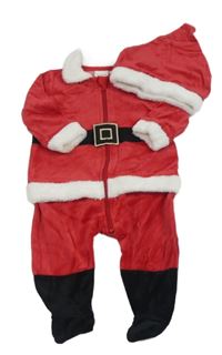 2 set - červeno-bílý sametový overal + čepice - Santa