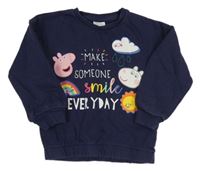 Tmavomodrá mikina s Peppou a kamarády a nápisom