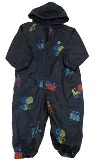 Tmavomodrá šusťáková jarní kombinéza s bagry a kapucí Nutmeg