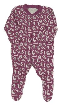 Vínovo-biely overal s číslicemi