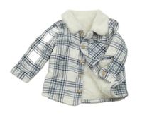 Bielo-modrá kockovaná zateplená košeľová bunda Tu
