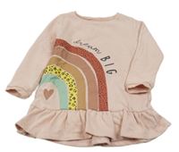 Světlerůžové teplákové šaty s duhou F&F