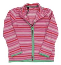 Růžová pruhovaná propínací fleecová mikina Tchibo