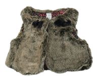 Hnedá kožušinová podšitá vesta