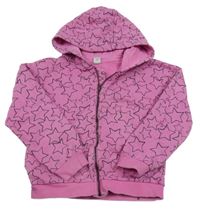 Ružová vzorovaná prepínaci mikina s hviezdami a kapucňou Tu