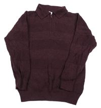 Vínový ľahký sveter s golierikom Tu