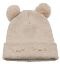 Světlerůžová třpytivá čepice s bambulemi H&M