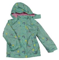 Zelená šušťáková jarná bunda s duhami a kapucňou Pocopiano