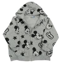 Sivá melírovaná prepínaci mikina s Mickeym a kapucňou