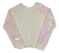 Biela mikina s flitrovými rukávy H&M