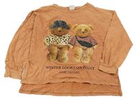 Rezavé triko s medvědy Zara