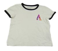 Bílé tričko s černým lemem a písmenem Primark