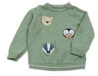 Zelený sveter so zvieratkami Nutmeg