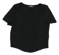 Černé žebrované crop tričko PRIMARK