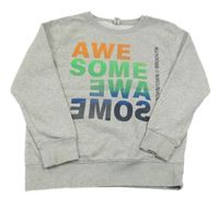 Šedá melírovaná mikina s nápisy YIGGA