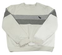 Biela mikina s sivým pruhom