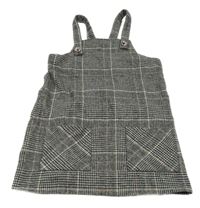 Sivo-čierne kockované vlnené na traké šaty s vreckami F&F