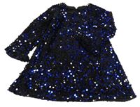 Černo-modré sametové flitrové šaty dunnes