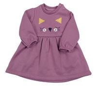 Fialové teplákové šaty s mačkou