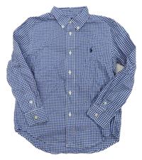 Modro-bílá kostičkovaná košile s logem Ralph Lauren