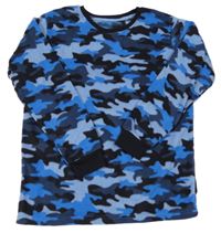 Modro-čierne army fleecové pyžamové tričko Matalan