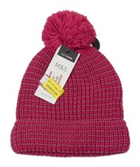 Nové - Fuchsiová melírovaná čepice s bambulí M&S