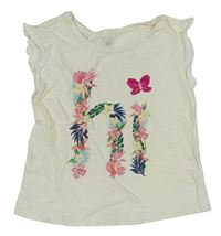 Smotanové tričko s nápisom s květů GAP