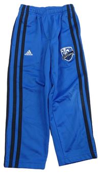 Modré športové tepláky s výšivkou Adidas