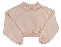 Ružová crop mikina s golierikom H&M