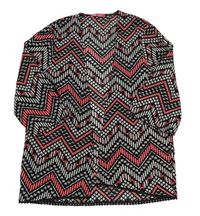 Černo-bílo-neonově růžový vzorovaný lehký cardigan Yd.