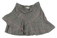 Čierno-bielo-ružová kockovaná sukňa H&M