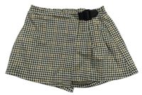 Béžovo-hnedo-čierne kockované sukňové kraťasy Matalan