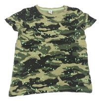 Kaki-čierno-béžové army tričko s fleky Dopodopo