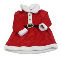 Červeno-biele plyšové šaty s kožešinovými prvky - Santa Primark