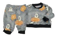 2set - Sivá plyšová mikina s duchy + tepláky Shein