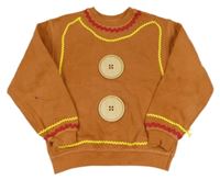 Kockovaným - Oranžová mikina s gombíkmi a pruhy - perníček