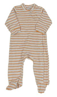 Bielo-modro-oranžový pruhovaný zamatový overal