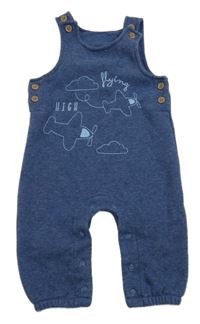 Tmavomodré laclové tepláky s letadly Tu