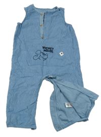 Svetlomodrý menšestrový podšitý nohavicový overal s Mickeym George