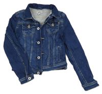 Tmavomodrá tepláková crop riflová bunda Pepe Jeans