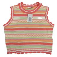 Nové - Ružovo-zeleno-oranžová pruhovaná svetrová vesta Matalan