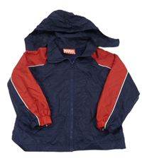 Tmavomodro-červená šušťáková jarná bunda s kapucňou Marvel