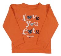 Oranžová mikina s nápisom