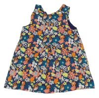 Tmavomodro-farebné kvetované šaty s kočičkami