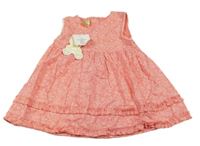 Nové - Ružovo-biele kvetované šaty