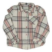 Béžovo-šedo-růžovo-zelená kostkovaná flanelová košile Primark